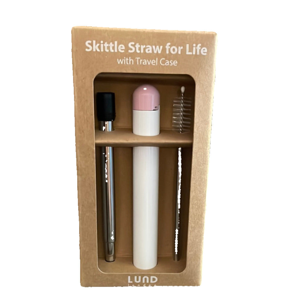 Lund London Stainless Steel Reusable Travel Straw - White