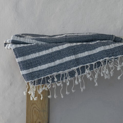 Loom.ist Gauze Cotton Striped Turkish Towel - Marine