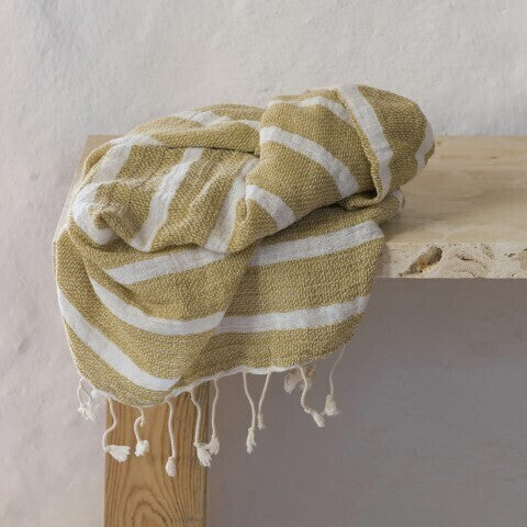 Loom.ist Gauze Cotton Striped Turkish Towel - Mustard