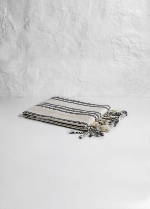 Loom.ist Natural Turkish Towel - Natural/Triple Black Stripes
