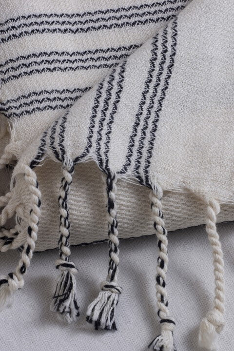 Loom.ist Natural Turkish Towel - Natural/Triple Black Stripes