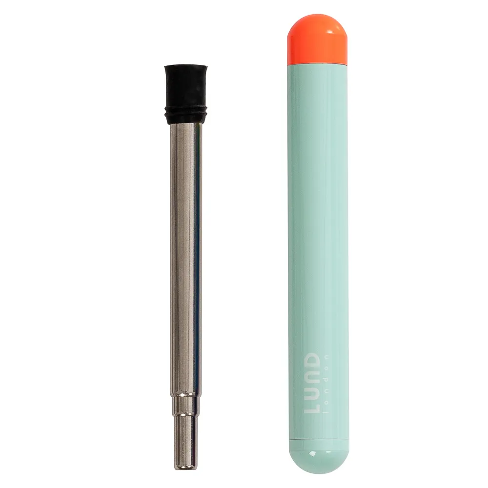 Lund London Stainless Steel Reusable Travel Straw - Aqua Travel Case with Bright Orange Lid