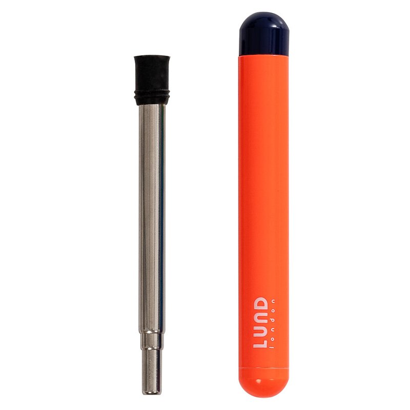 Lund London Stainless Steel Reusable Travel Straw - Bright Orange Travel Case with Navy Blue Lid