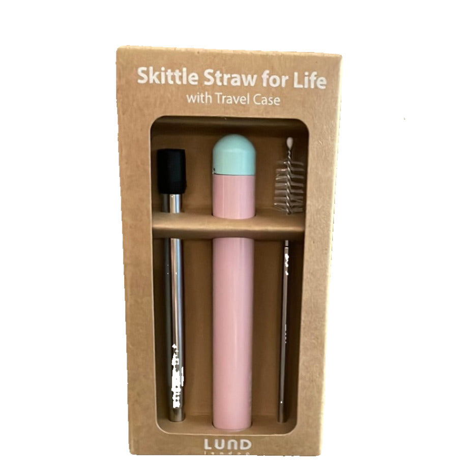 Lund London Stainless Steel Reusable Travel Straw - Baby Pink