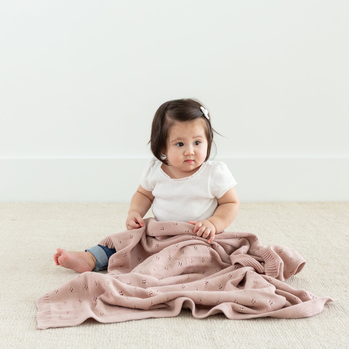Zestt - Organic Cotton Baby Blanket & Rattle Gift Set - Blush/Bunny