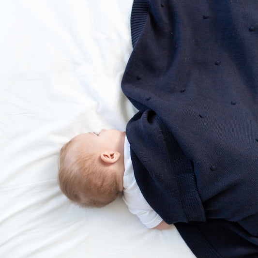 Zestt - Organic Cotton Clover Baby Blanket - Navy