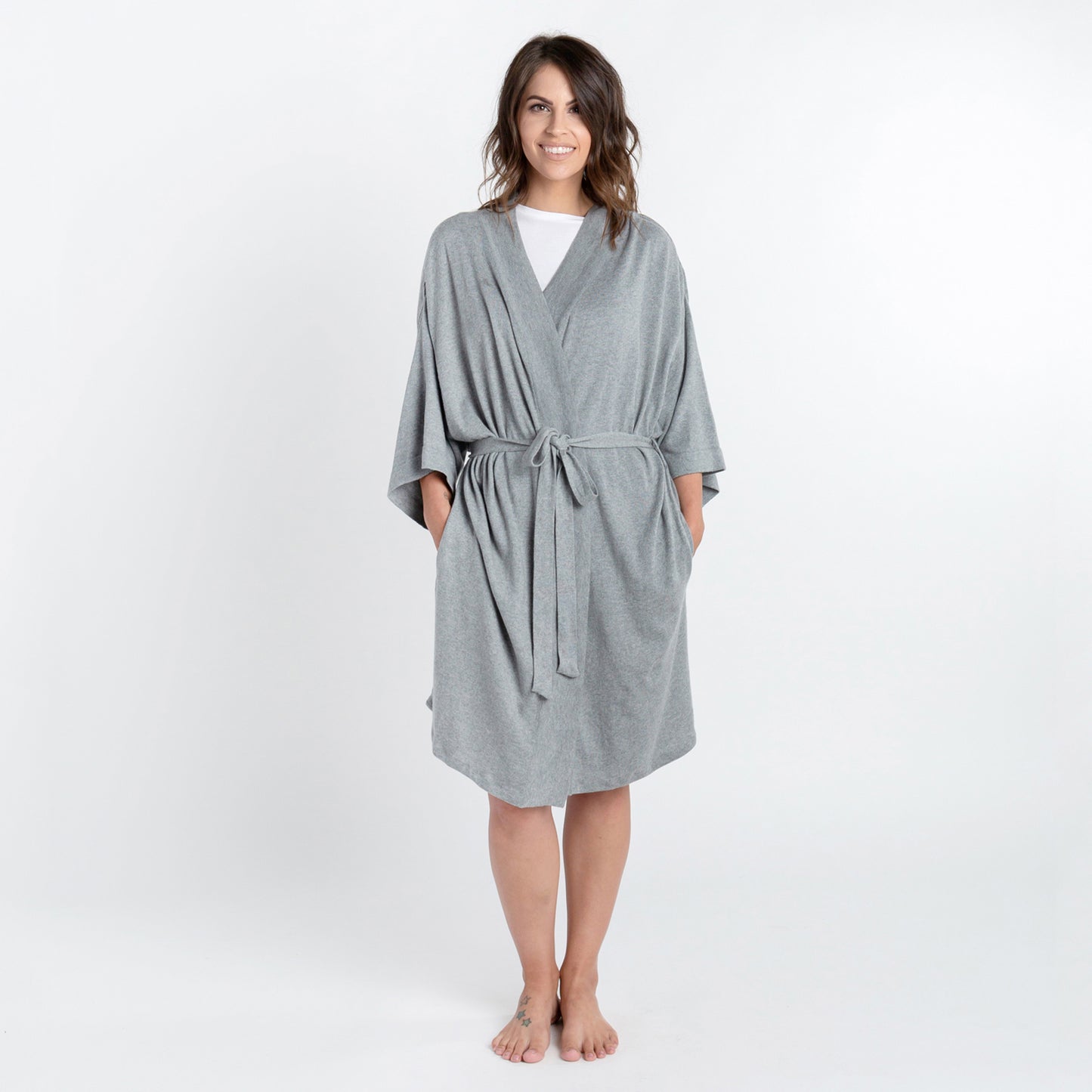 Zestt - Organic Cotton Lounge Robe - Grey