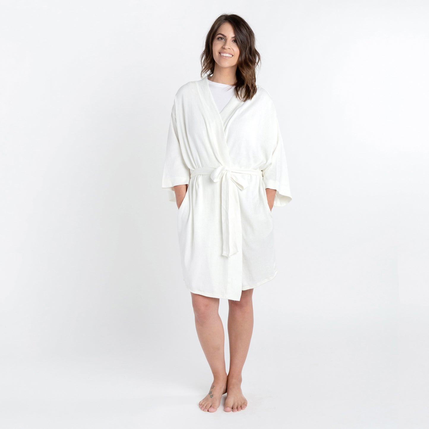 Zestt - Organic Cotton Lounge Robe - Soft White