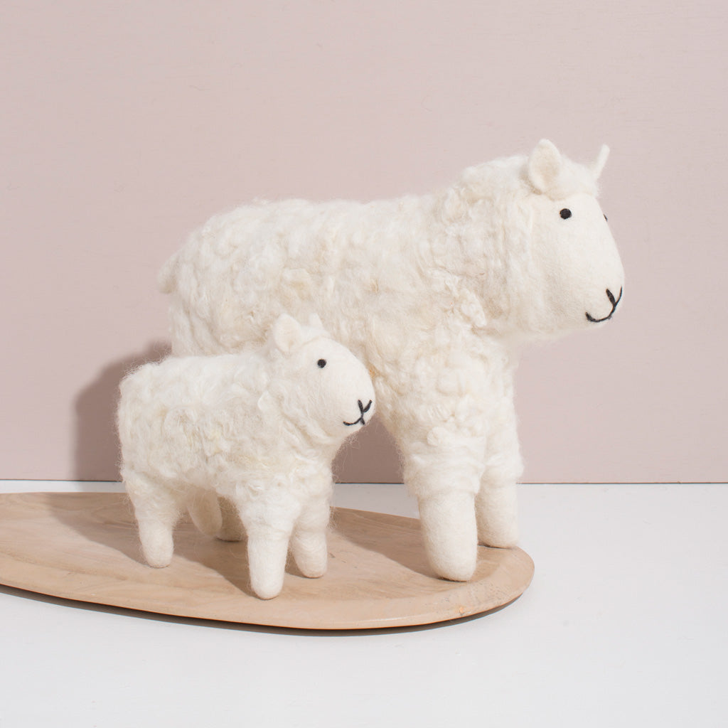 Mulxiply - Hand Felted White Sheep Duo
