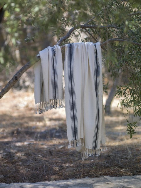 Loom.ist Natural Turkish Towel - Natural/Bold Black Stripe in Middle