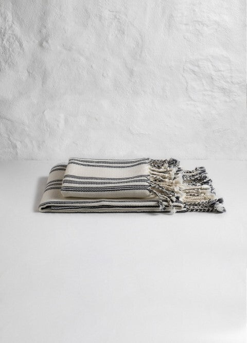 Loom.ist Natural Hand Towel - Natural/Triple Black Stripes