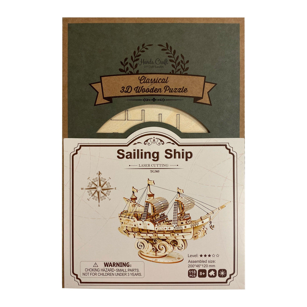 Hands Craft 3D Laser Cut Wooden Puzzle: Sailing Ship